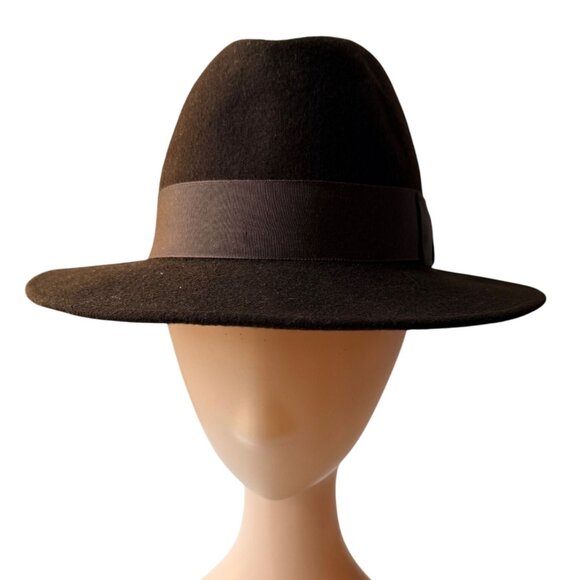 Vintage 1950s Style Mens Micro Felt Brown Wool Fedora Red Feather Accent - Picture 2 of 8